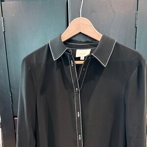 Cinq a sept 5a7; size 8; long dress shirt with bold white stitching, very cute